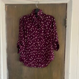 Iz Byer Red Button Down Shirt with Cuffed 3/4 Sleeves